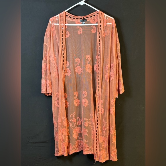 Lace cardigan large coral - Picture 1 of 3